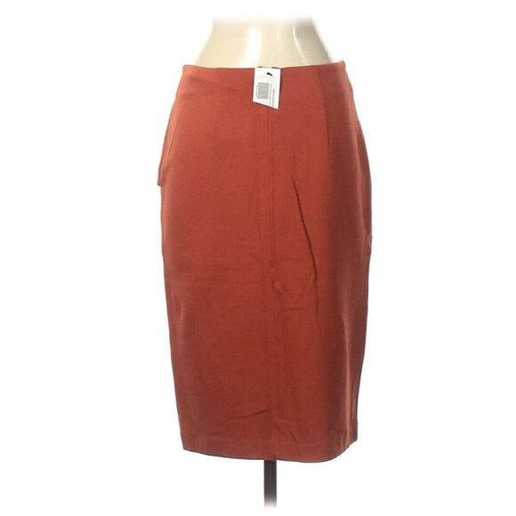 CAbi Overlay Pencil Skirt Sz 4 Turmeric Orange Knee Length Womens Style 3099 NWT - Picture 4 of 7